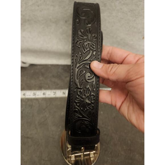 Montana‎ Silversmith Yellowstone Buckle Justin Leather 36 Embroidered West Belt - Picture 6 of 13